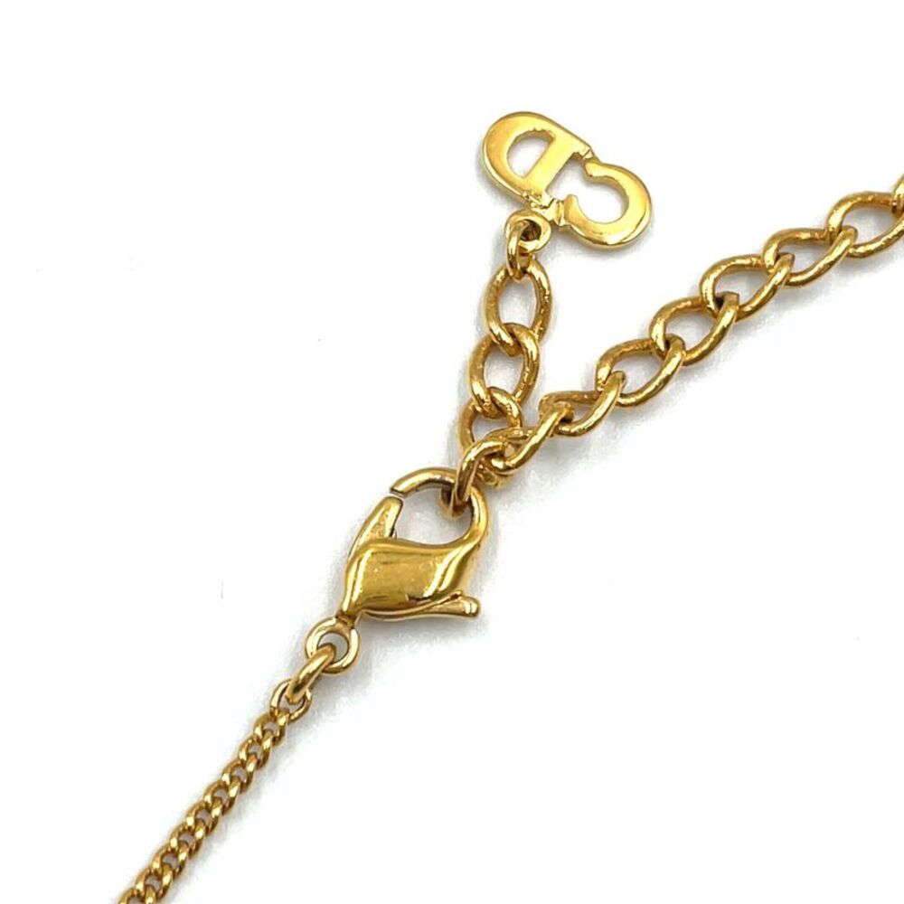 Christian Dior Rhinestone Logo Necklace Gold - Picture 6 of 8